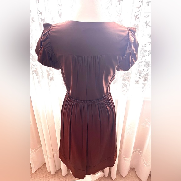BCBG MazAzria 100% silk brown (bronze) dress with beautiful details. Size 6 - Picture 2 of 5